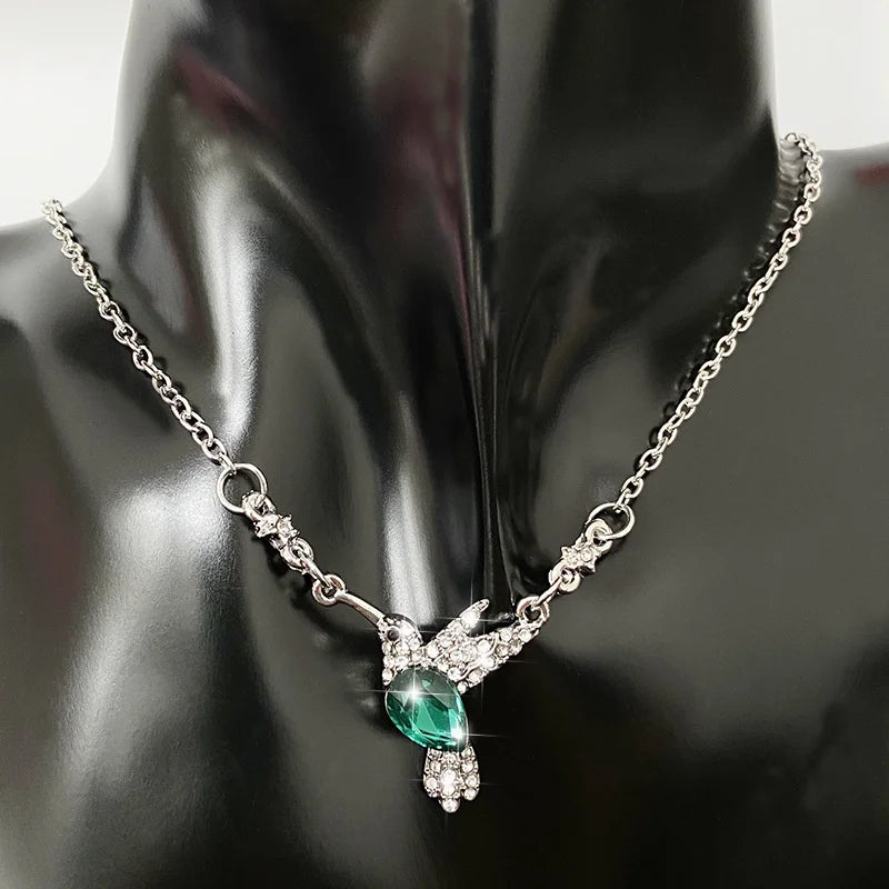Fashion Crystal Hummingbird Pendant Necklace Exquisite Shiny Zircon Animal Choker Necklace for Women Trendy Party Jewelry Gifts