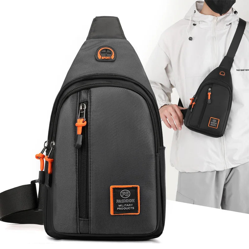 Casual Men's Crossbody Bag Oxford Cloth Waterproof Material Sports Fitness Chest Bag Cell Phone Change Documents Storage Bags