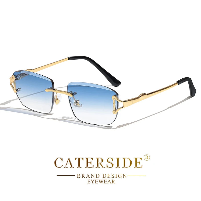 CATERSIDE New Retro Rimless Sunglasses Men's Rectangular Personalized Brand Design Sun Glasses Women Party Festival Eyewear Gift