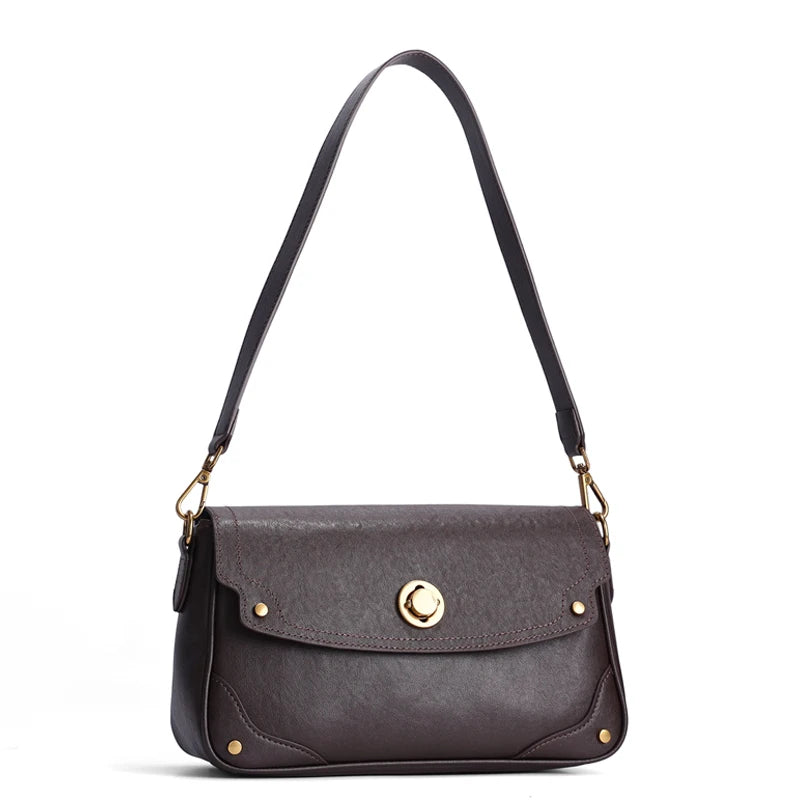 New Women's Genuine Leather Shoulder Bags Ladies Fashion Versatile Designer Luxury Crossbody messenger Bag Female Retro Handbags