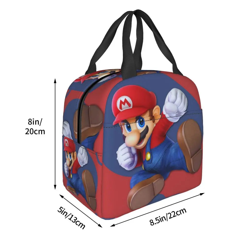 Custom Mario Super Bros Insulated Lunch Bag Reusable Thermal Cooler Lunch Box M4