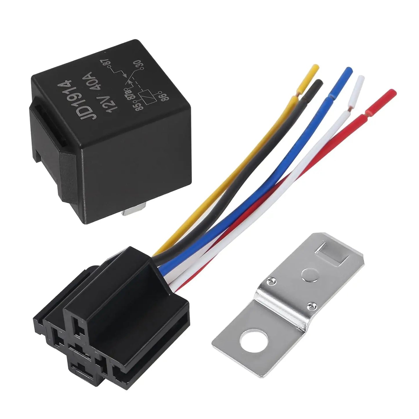 2pcs JD1914 Car Relay Harness 12V 40A 4 Pin SPDT 12AWG Harness Sockets with Built-in Diode for Automotive Truck Van Motorcycle
