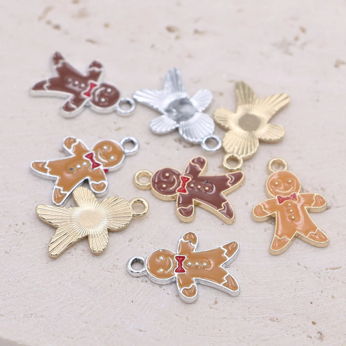 10Pcs Gold Plated Enamel Gingerbread Charm Pendant for Jewelry Making Bracelet Necklace DIY Earrings Accessories Craft Findings
