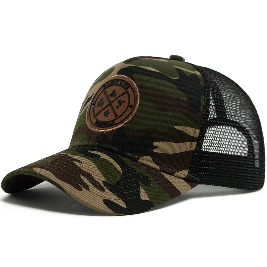 Summer camouflage Baseball Cap Women Men ENJOY LIFE Letter Patch Snapback Hats