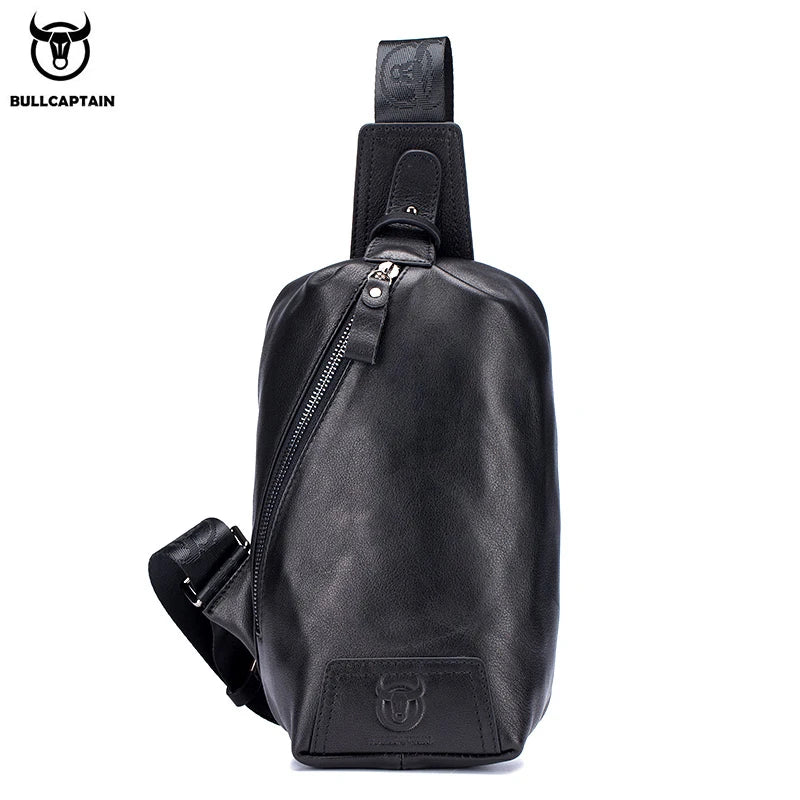 BULLCAPTAIN Chest Bag For Men Male Crossbody Bages Summer Short-Distance Chest Bag's Leather Bags Casual Business Chest Pack