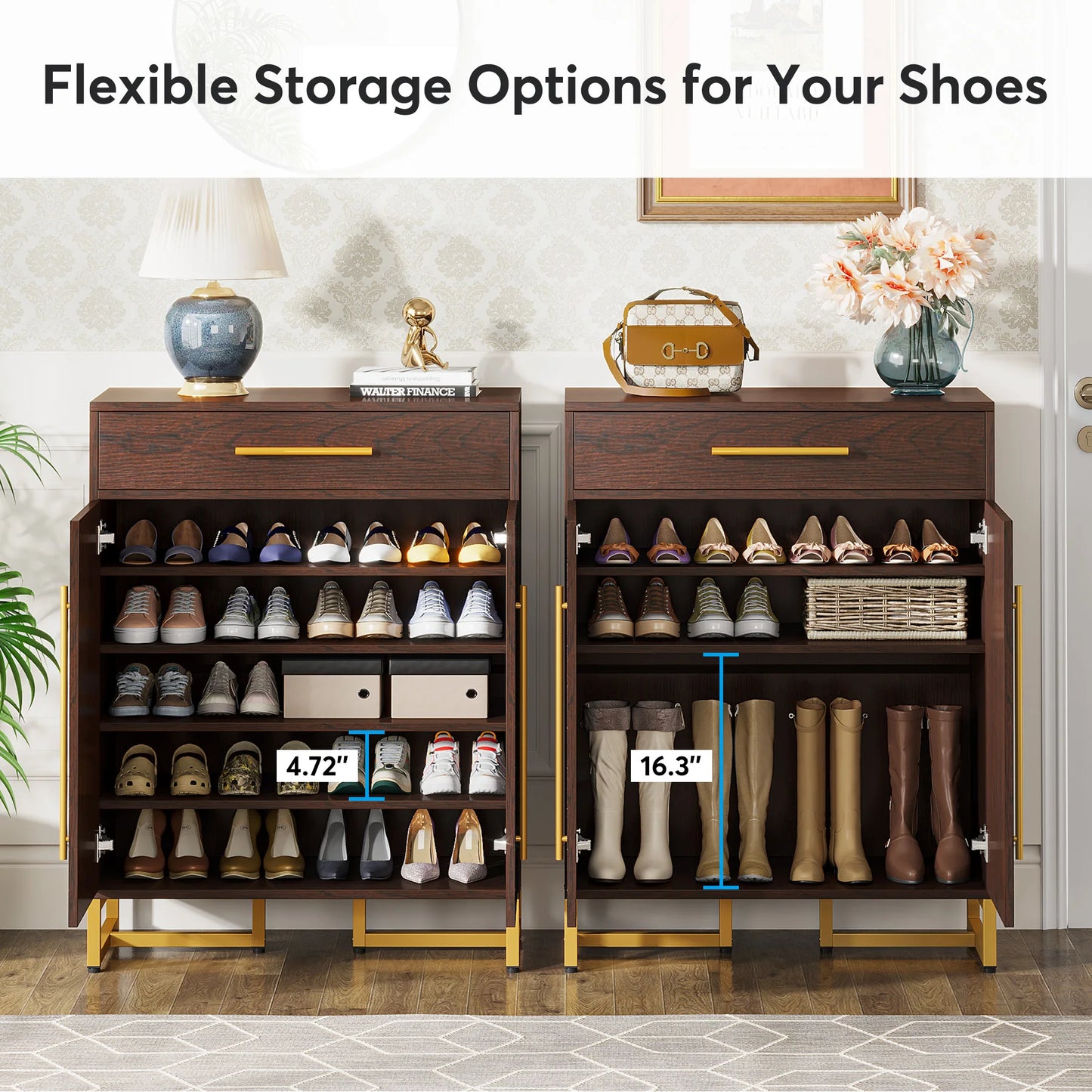 Tribesigns Shoe Cabinet with Doors, Shoe Storage, Drawer for Entryway, Organizer
