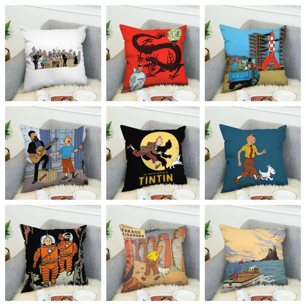 Anime Tintin Cushion Cover Pillowcases Home Decor Decorative Pillows for Sofa M2