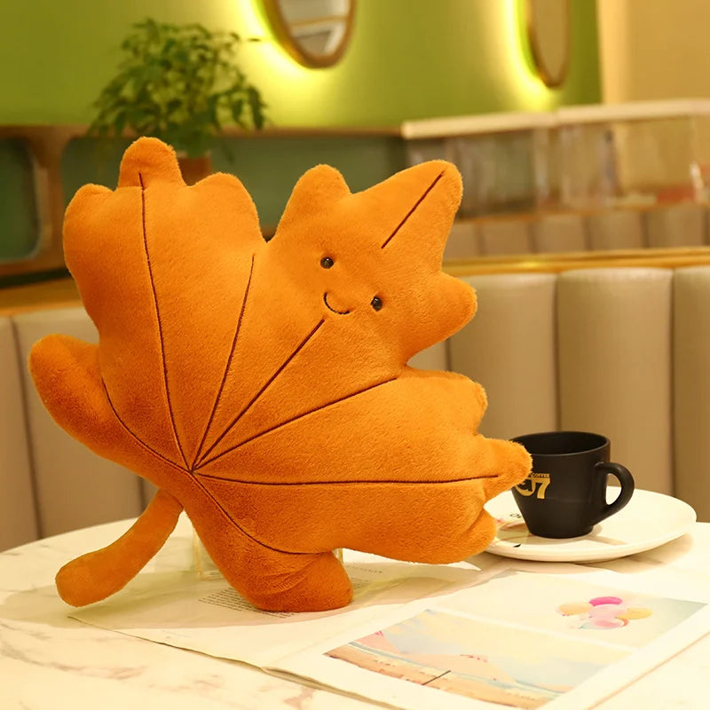 Creative Simulation Leaves Plush Hug Pillow Cartoon Maple Leaves Soft Stuffed Plant Soft Plushies Kids Toys for Girls Home Decor