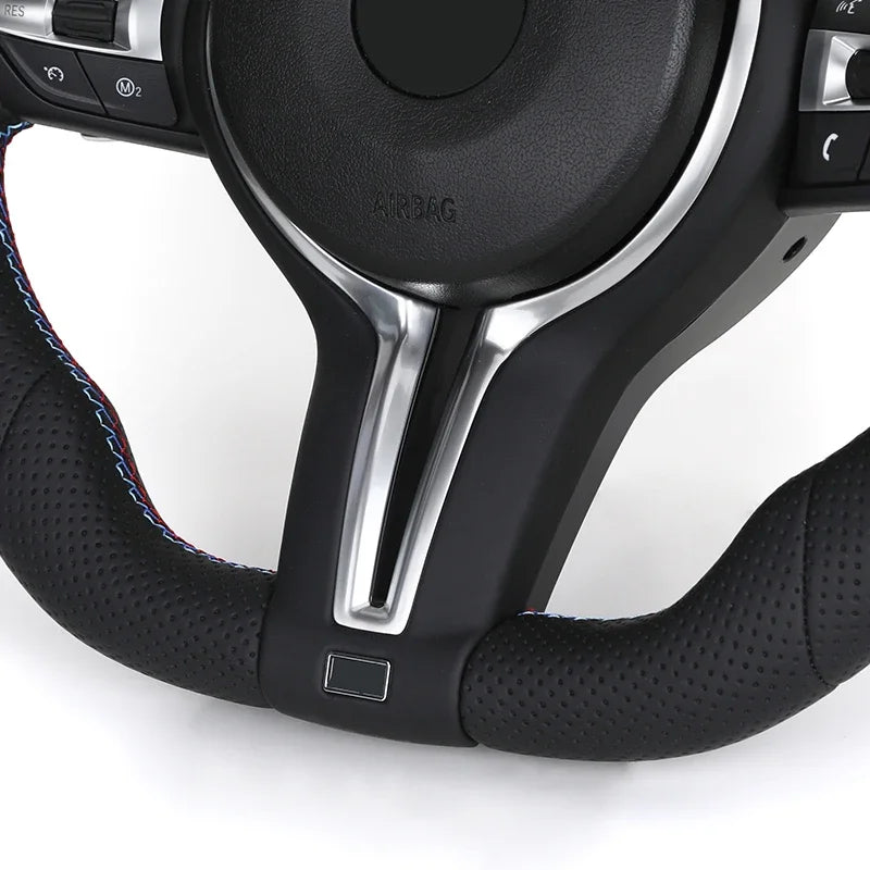 M Sport Steering Wheel for BMW Flat Bottom Full Perforated Leather 7 Series F01 F02 F06 F10 F20 F22 F25 F26 F30 M3 F80 M4 F82 M5