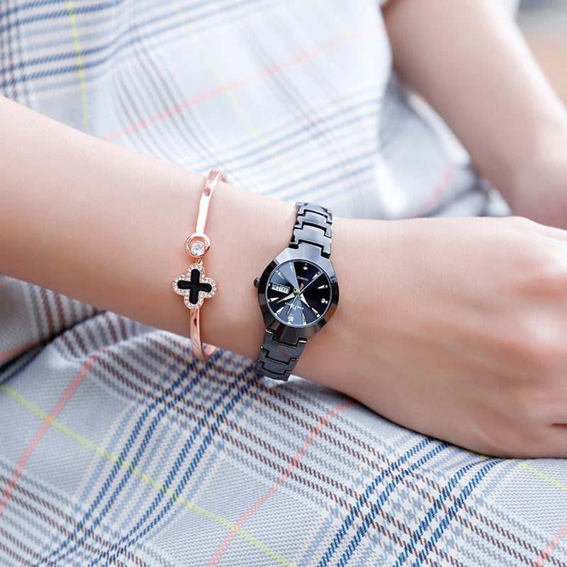 Women's Stainless Steel Watch High-quality Fashion Casual Watches For Women Waterproof Quartz Wristwatch With Calendar Luminous