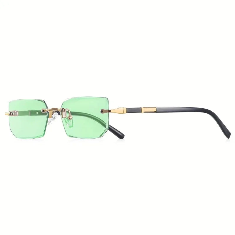 Small Frame Rectangle Rimless Punk Sunglasses Men Vintage Metal Sun Glasses For Male Classic Shades UV400
