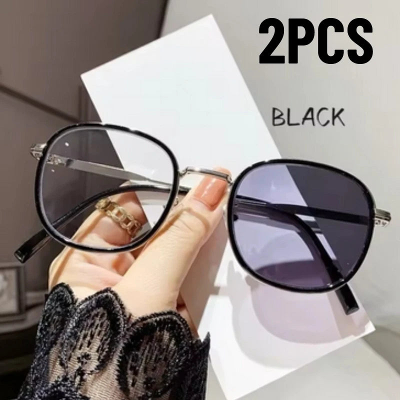 2 Pairs of Retro Square Metal Color Changing Glasses for Men and Women Daily Commuting Outdoor Sports Street Photography