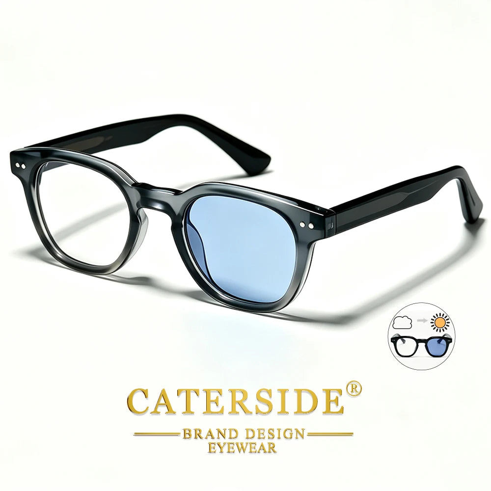 CATERSIDE Retro Men's Photochromic Sunglasses High-Quality Pc Square Sun Glasses Women's Outdoor Travel Business Glasses UV400
