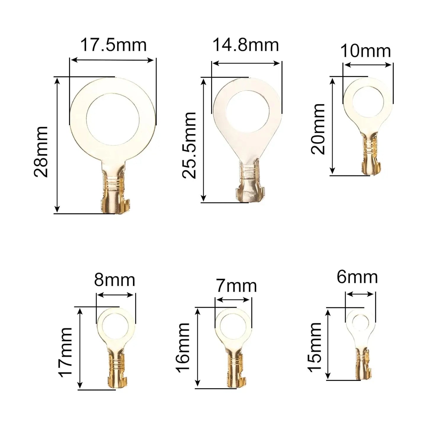 150pcs 8 Types Copper Wire Lugs Crimp Wire Connector Eyelets Cable Connection Clamp for Industrial Electric Battery
