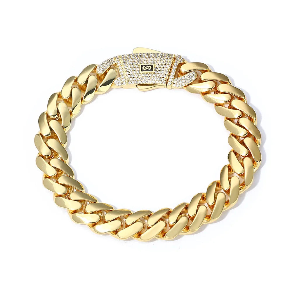 Women's  Jewelry Iced Out Monaco Chain, 14K Gold Plated  Cuban Choker Necklace