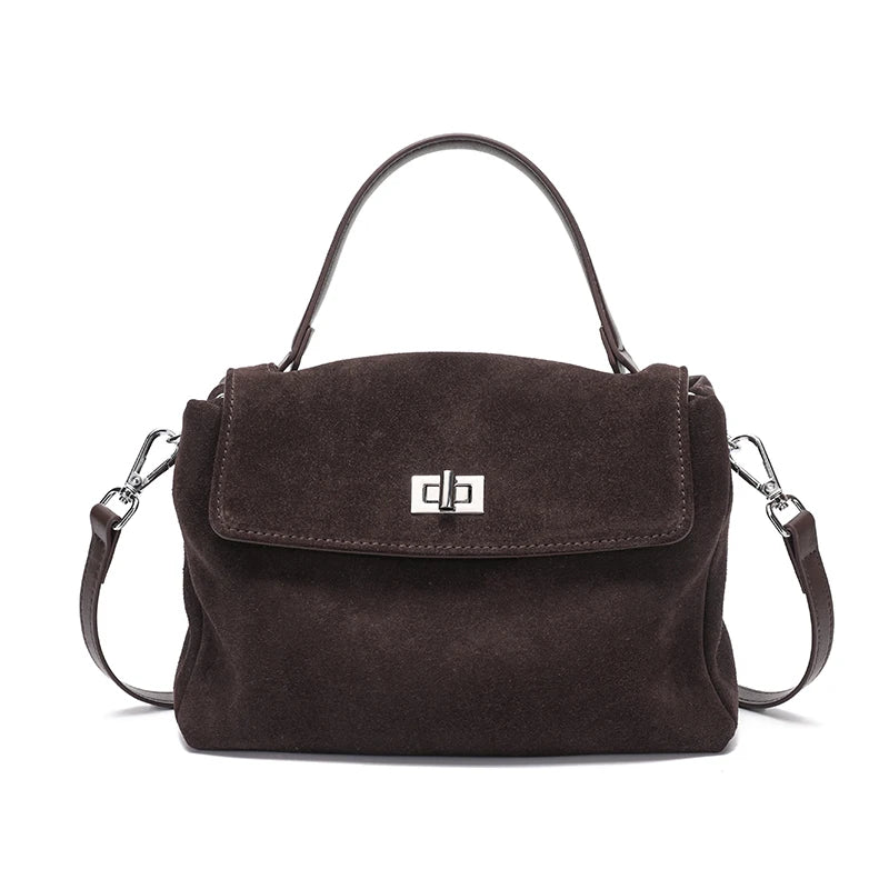 2025 NEW Autumn winter women's Natural Suede leather Crossbody Bag luxury designer Genuine Leather commuting messenger bag