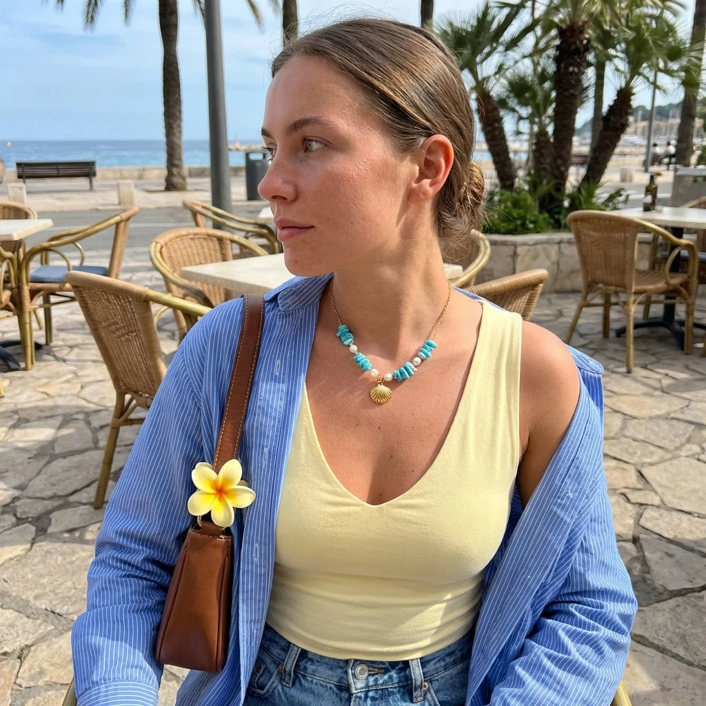 Summer Gravel Pearl Shell Necklace Bohemian Crushed Stone Choker Elegant Beach Jewelry