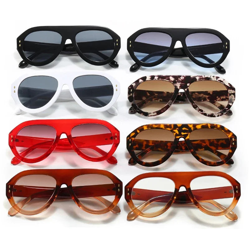 JNPCXI Oversized Ins Popular Fashion Pilot Women Sunglasses Retro Red Shades UV400 Men Trending Wide Legs Sun Glasses