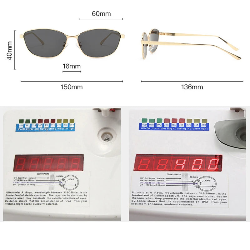 JNPCXI New Fashion Cat Eye Women Sunglasses Retro Trending Metal Blue Gradient Men Shades UV400 Sun Glasses