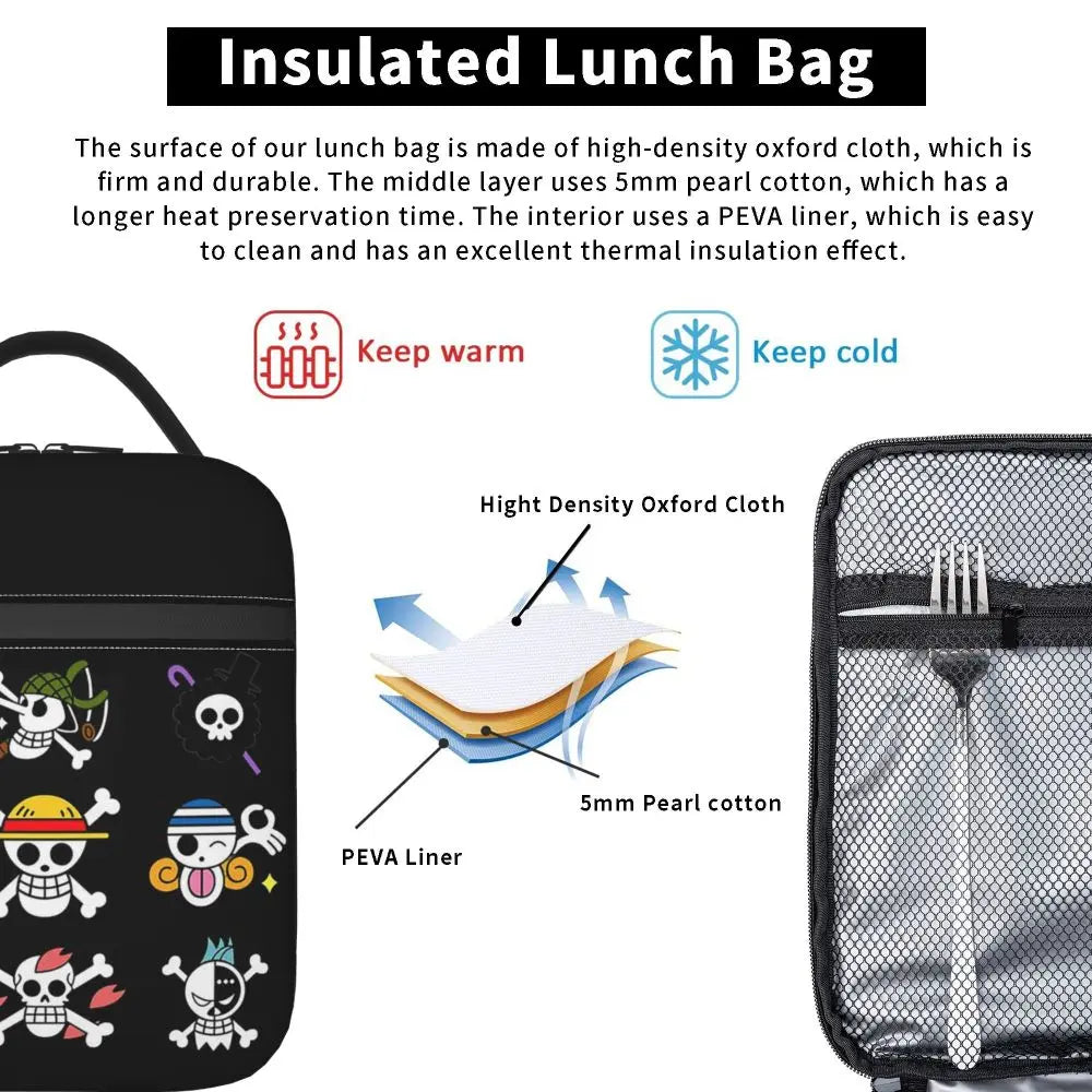 One Piece Monkey D Luffy Anime Insulated Lunch Thermal Bag Work School Bag M14