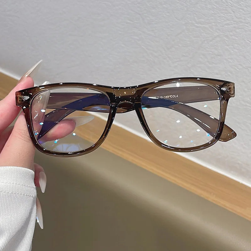 JNPCXI Vintage Real Photo Square Glasses Frame Women Fashion Clear Anti-Blu-Ray Lens Eyewear Men Optical Frame