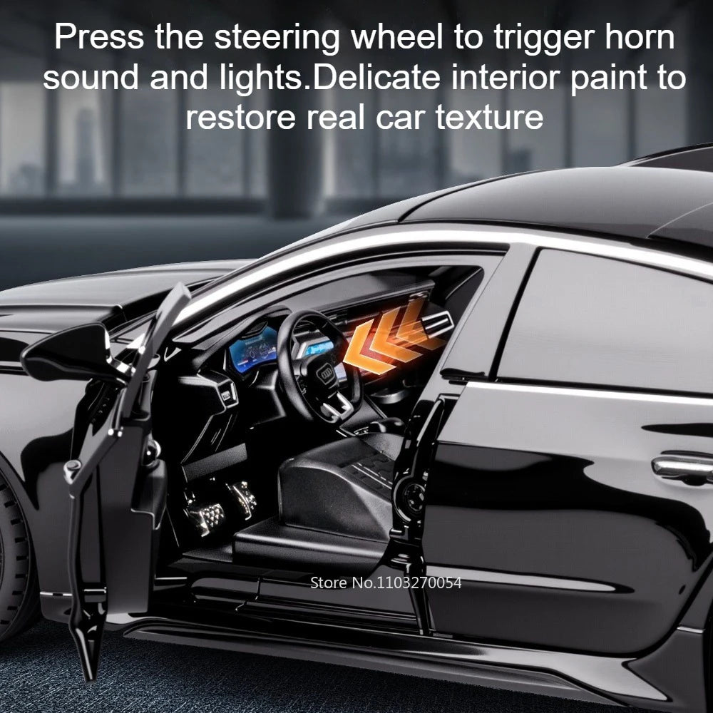 1:24 RS7 RS6 Miniature Car Model Diecast Alloy Toy Front Wheel Steering with Sound Light Pull Back Vehice Bookshelf Collectibles
