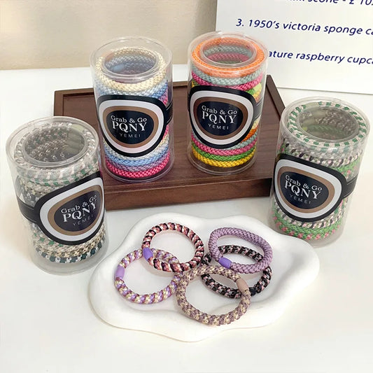 15pcs/set Hair Ties for Women Cans Packaging Braided Twisted Elastic Hair Rope Durable High Elasticity Rubber Bands Hair Accesso