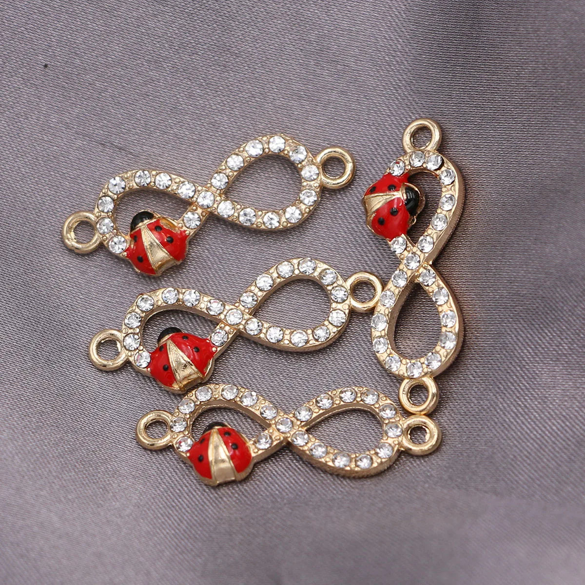 10pcs Gold Plated Ladybug Infinity Charm Connector for Jewelry Making Bracelet DIY Accessories Craft