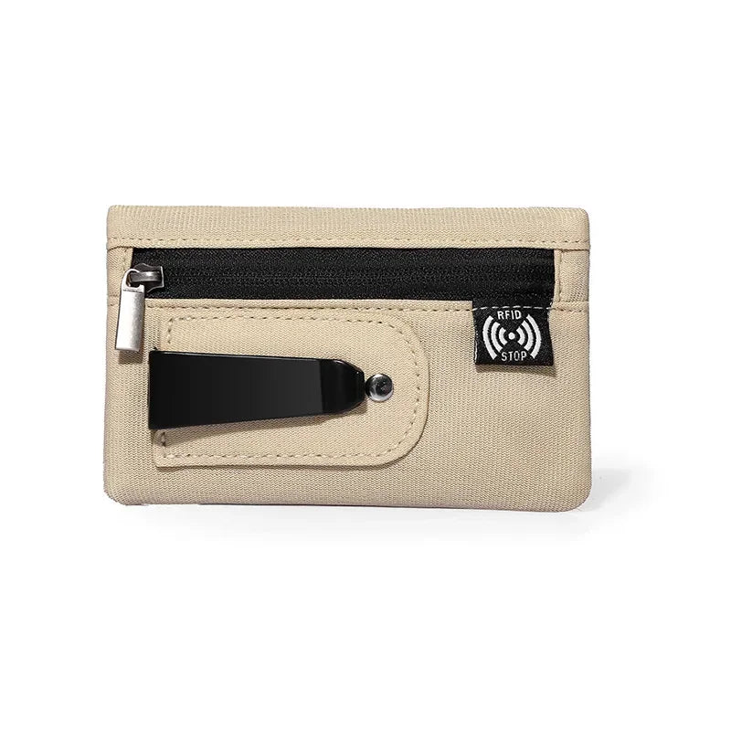 Mini Coin Purse Simple Fabric Pouch with Zipper & Belt Clip Non-braided RFID Blocking Money Bag Organizer for Cash and Coins