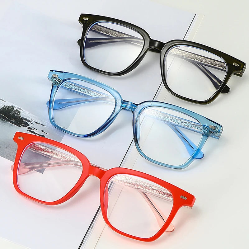 JNPCXI Fashion Unisex Square Prescription Glasses TR90 Anti Blue Light Clear Lens Reading Eyewear Optical Myopia Eyeglasses