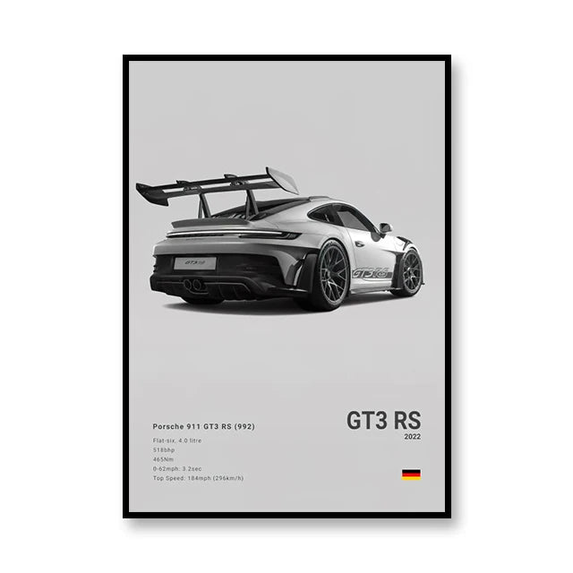 GTE3 RS Porsche Print Famous Brand Cars Canvas Wall Art Poster Room Decoration