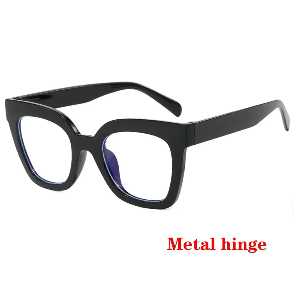 JNPCXI Fashion Glasses Frame for Women Anti-Blue Ray Fashion Lady's Orange Myopia Cat Eye Prescription Computer Glasses
