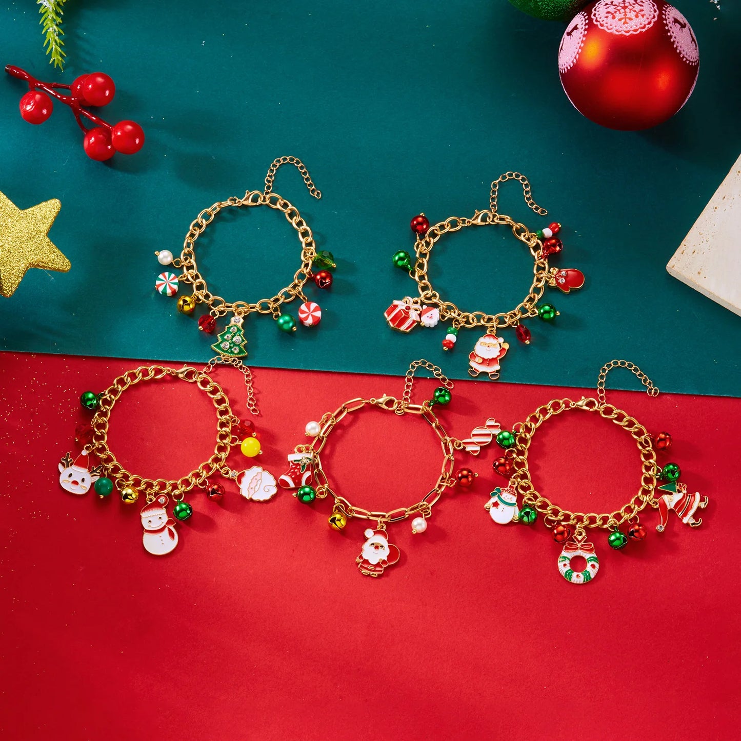 Fashion Santa Claus Snowman Christmas Tree Snowflake Pendant Necklace For Women Gold Color Metal Chain Choker Jewelry Xmas Gifts