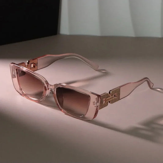 Champagne Square Designer Sunglasses Women Small Frame Mirror Fashion glasses