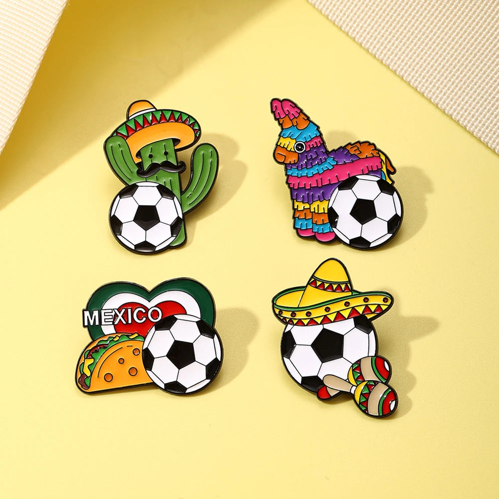 4 PCS Soccer Football Souvenirs As Gifts Trophy Metal Badges Spilla Brooches Pins Personalized Diy Trendy Decorative Accessories