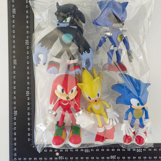 5pcs Set Cute Sonic PVC Character Toy Hedgehog Shadow Tail Figure 14cm Model