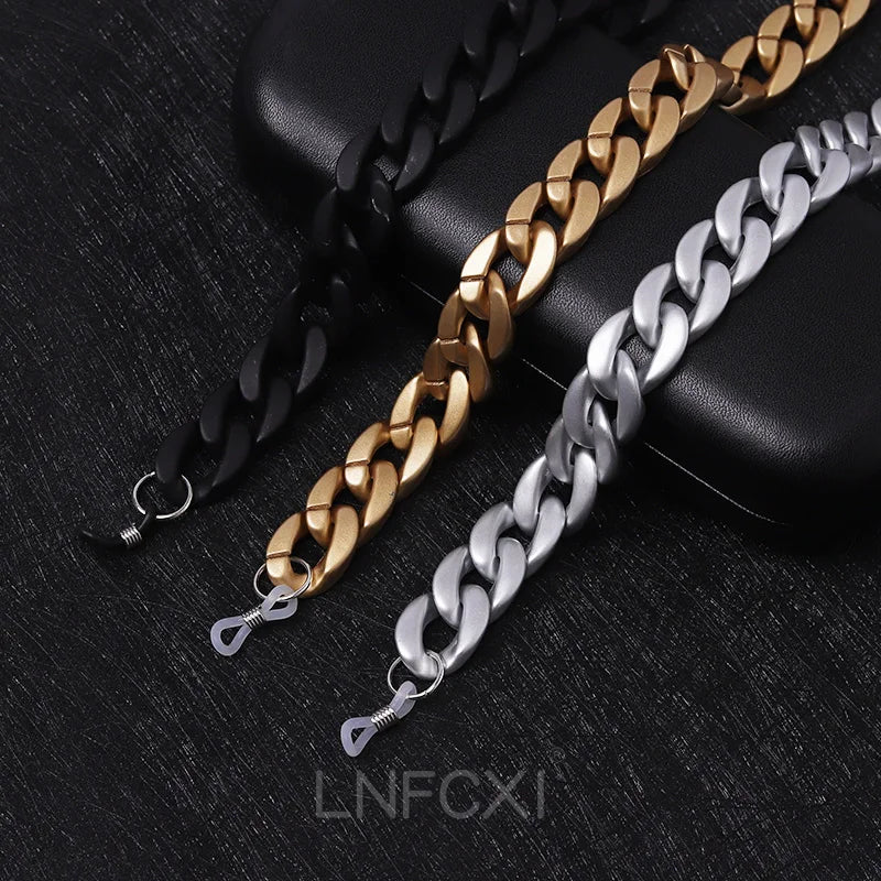 New Matte Retro Acrylic Glasses Chain Lanyards Gold Color Reading Glasses Hanging Neck Chains Sunglasses Chain Straps