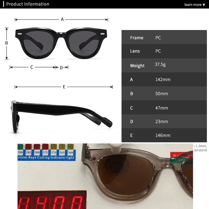 JNPCXI New Round Sunglasses Men Shade Sun Glasses CP Stainless Steel Core Quality Driving Fishing Uv400