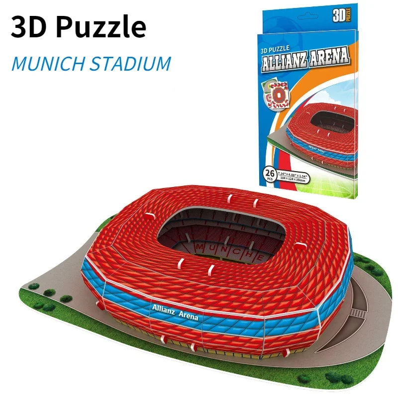3D Soccer Stadium Puzzle Construction PuzzlesDIY Paper Intellectual Development Educational Toys Christmas Gifts