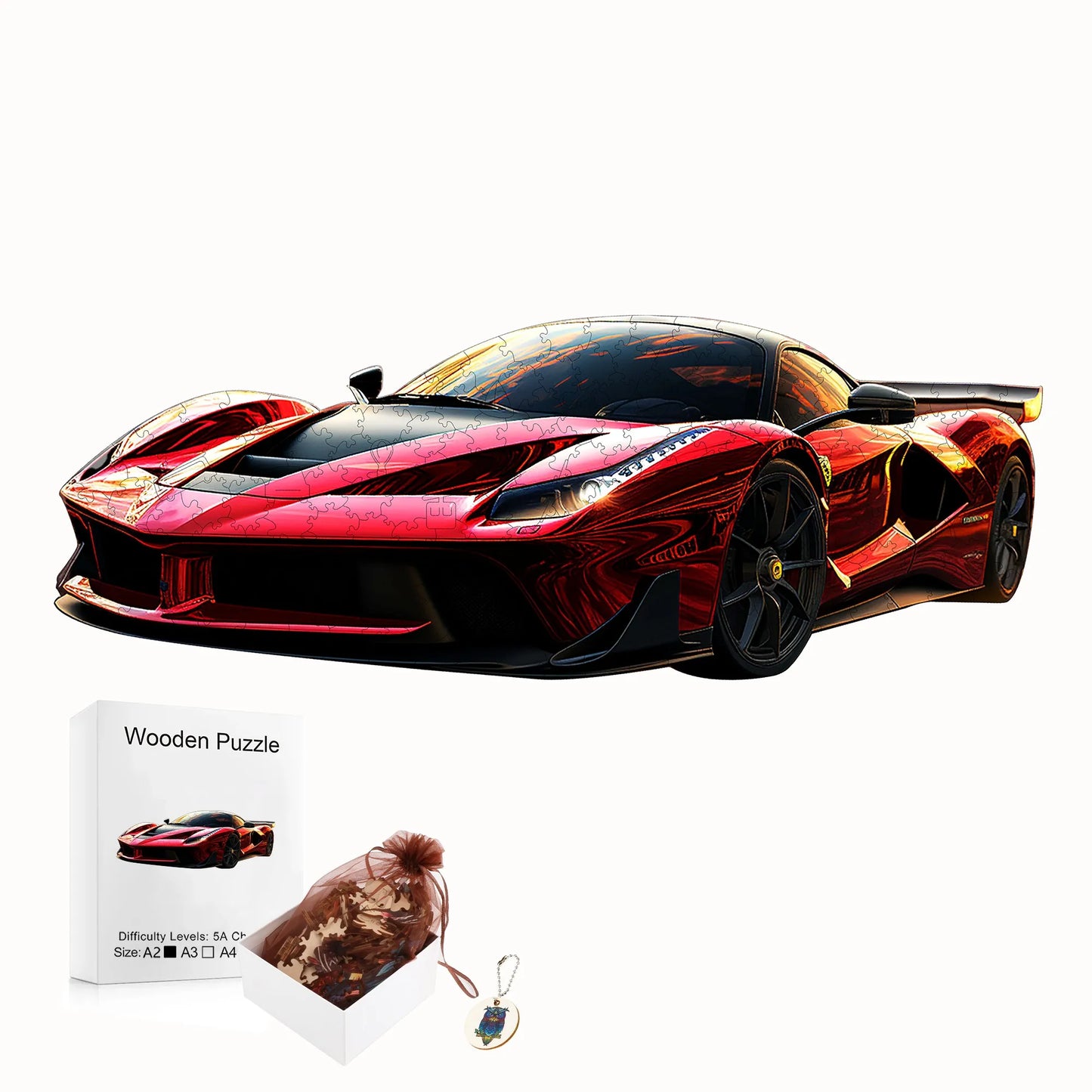 Cool Car Wooden Jigsaw Puzzle - Christmas And Halloween Gift - Home Decorative Painting - Toy Suitable For 3 Years Old And Above
