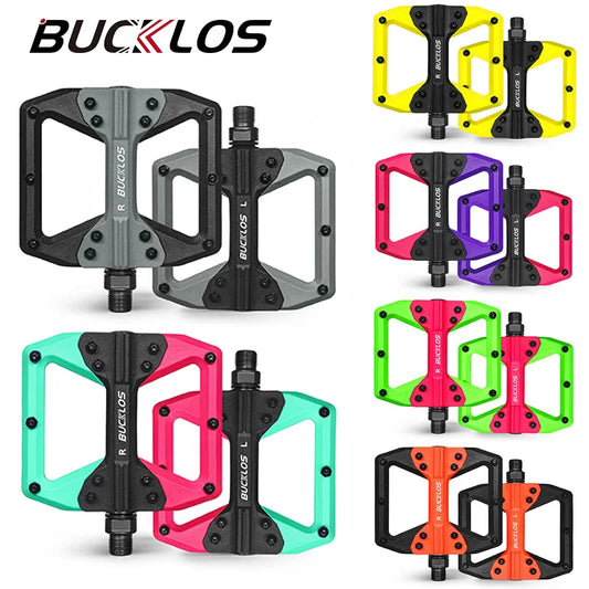 BUCKLOS Nylon Fiber Mtb Pedals Widen Platform Pedal for Mountain Road Bike Non-slip Bicycle Flat Pedal Waterproof Cycling Parts