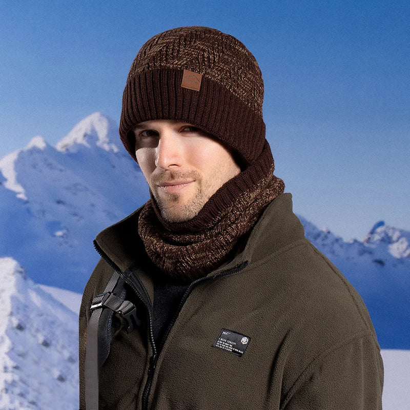 Xinbaoguan 60% acrylic 9610 winter cold resistant and warm knitted hat scarf set with ear protection and plush yarn hat