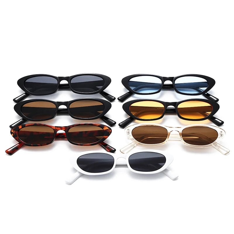 JNPCXI New Women's Black Sunglasses Fashion Small Oval Frame Sun Glasses Ladies Retro Oval Eyewear Shade UV400