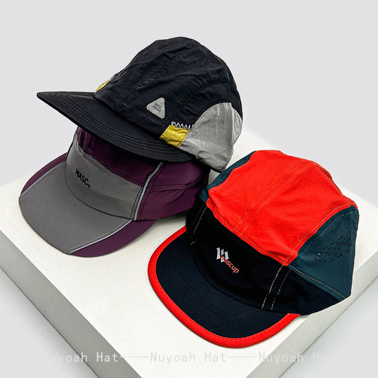 New Unisex Flat Eave Letter Baseball Hats Sunshade Retro Breathable Quick Drying Peaked Caps Versatile Color Block Fashion ins