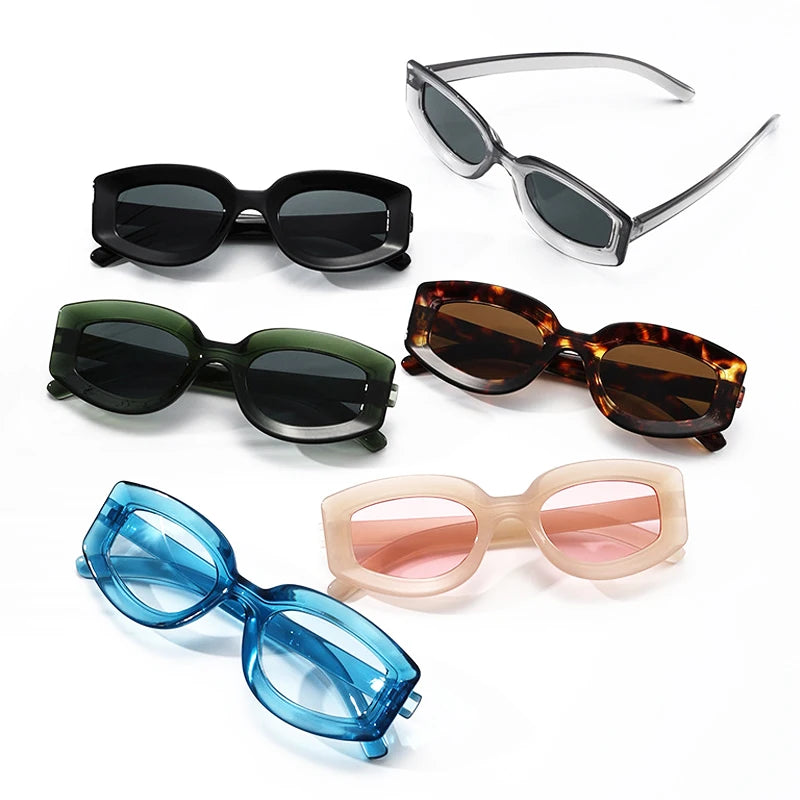 JNPCXI Fashion Jelly Color Square Sunglasses Women Shades UV400 Retro Trending Men Punk Blue Pink Sun Glasses