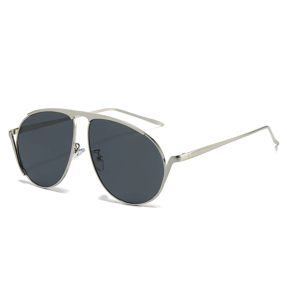 JNPCXI New Retro Metal Pilot Women Sunglasses Fashion Oversized Men Shades UV400 Black Tea Sun Glasses