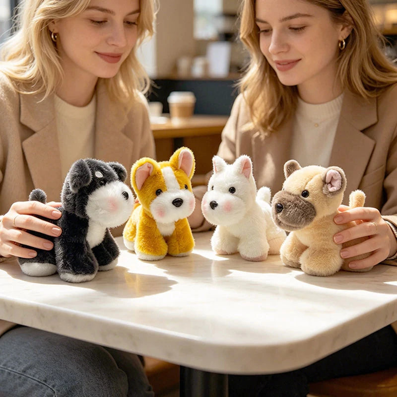 Cute Birthday Gift Pet Dog Plush Toys Cute Fluffy Corgi Schnauzer Shiba Inu Poodle Bulldog Hunting Dog Doll Office Desktop Decor