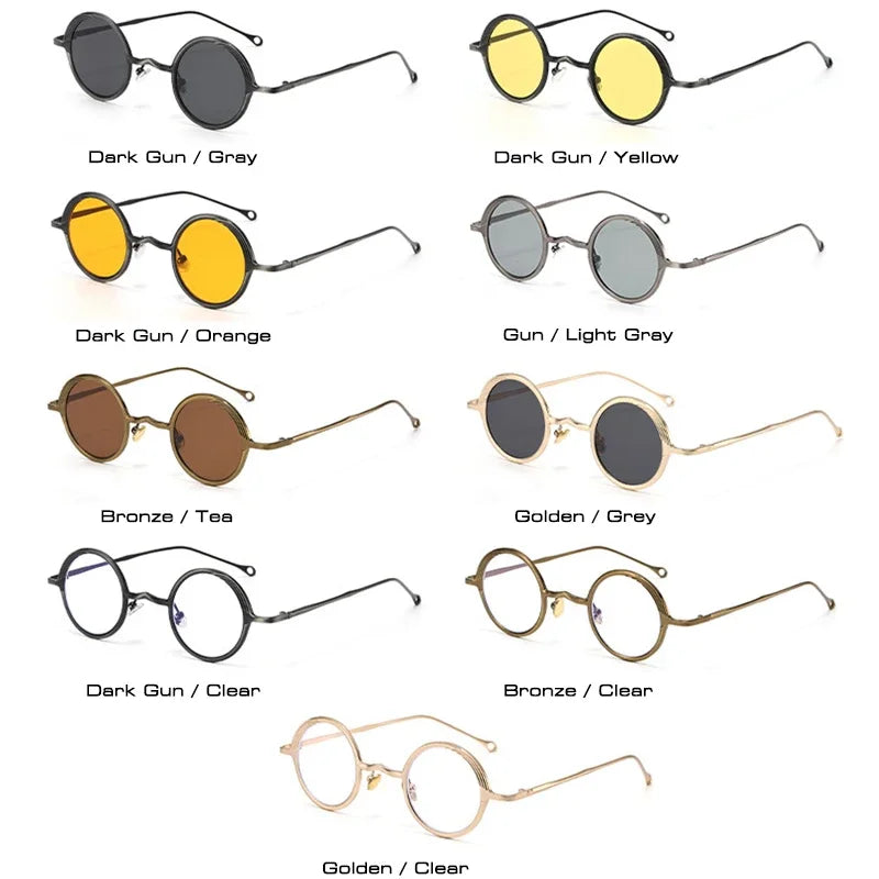 JNPCXI Retro Polarized Classic Metal Small Round Punk Men Sunglasses Fashion Clear Anti Blue Light Women Sun Glasses UV400