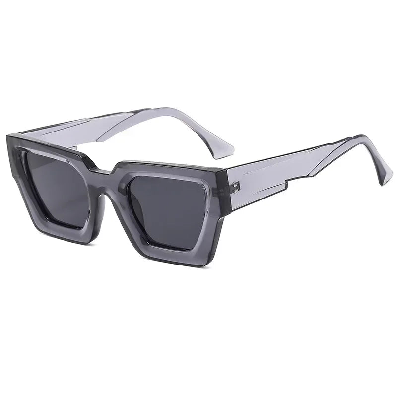 JNPCXI New Square Men Fashion Double Color Outdoor Sunglasses Retro Gray Lens UV400 Women Trending Sun Glasses