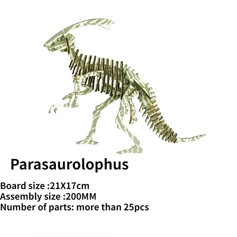 Wooden T-Rex 3D Puzzle Model Laser Version DIY Children's Educational Simulation Kindergarten Gifts Back to School Season Gifts